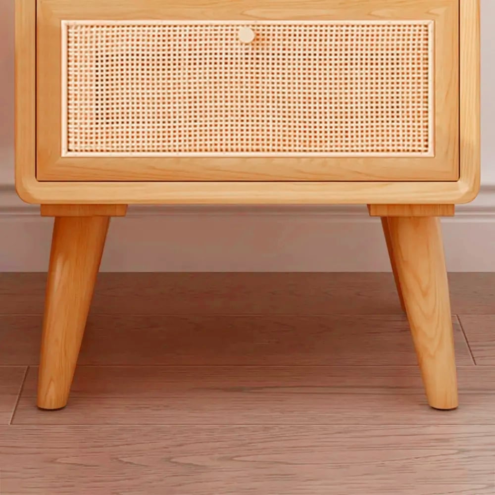 HMR - Natural Rattan 2-Drawer Nightstand in Cherry