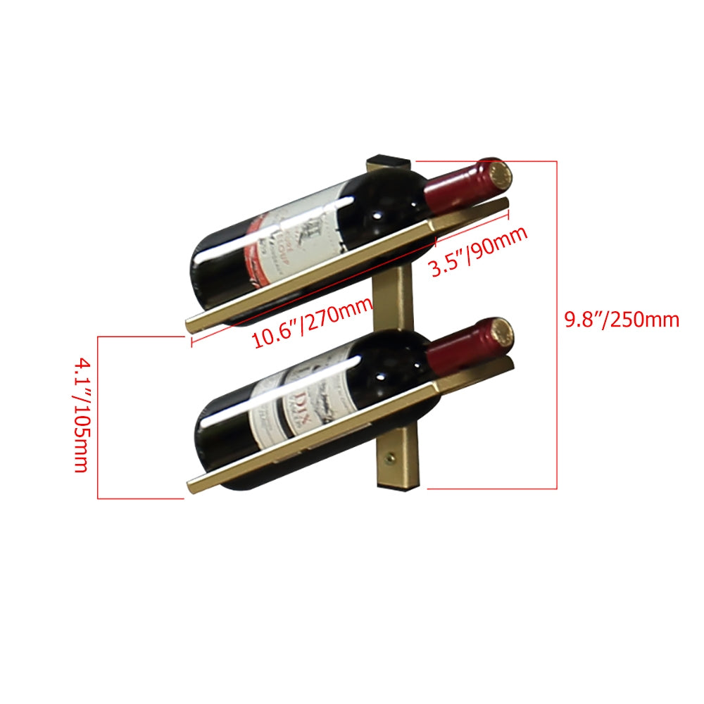 HMR - Industrial Metal Wall-Mounted Wine Rack Set in Gold