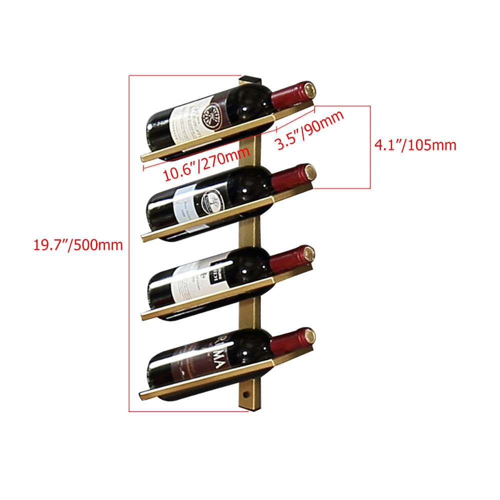 HMR - Industrial Metal Wall-Mounted Wine Rack Set in Gold