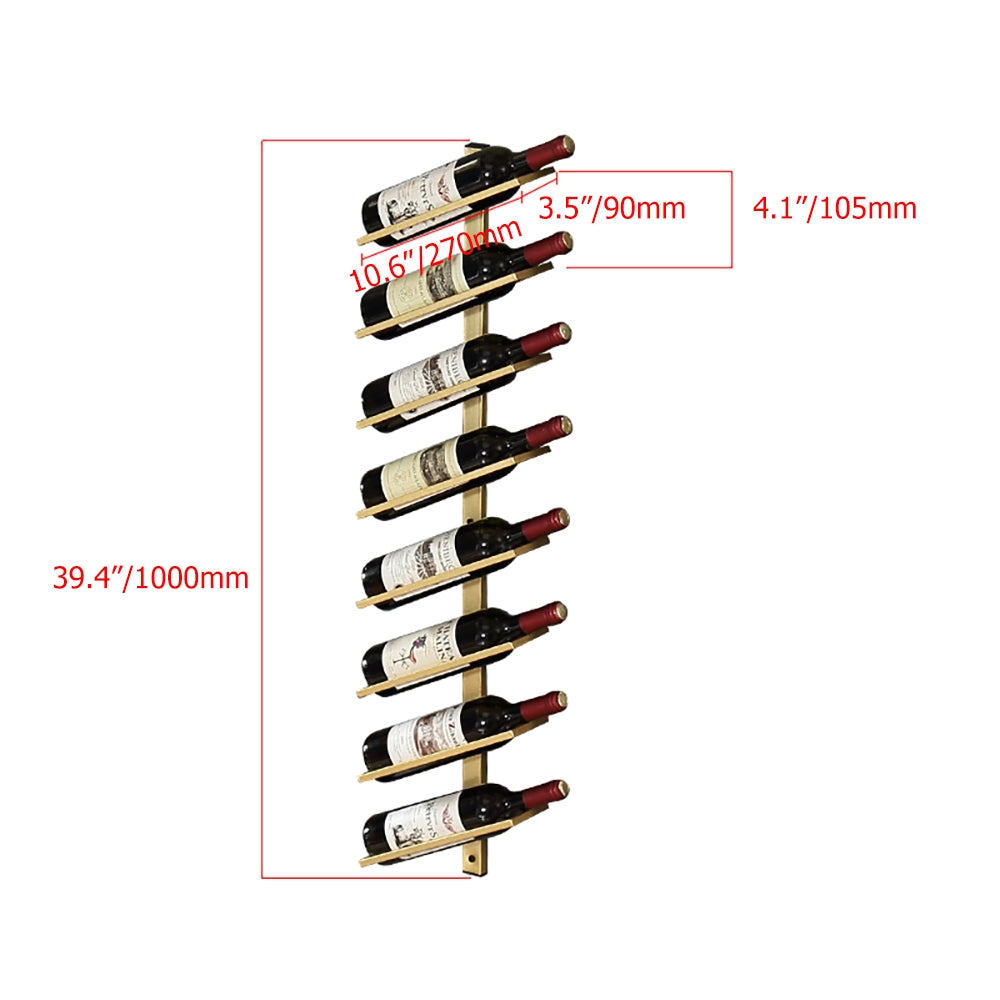 HMR - Industrial Metal Wall-Mounted Wine Rack Set in Gold