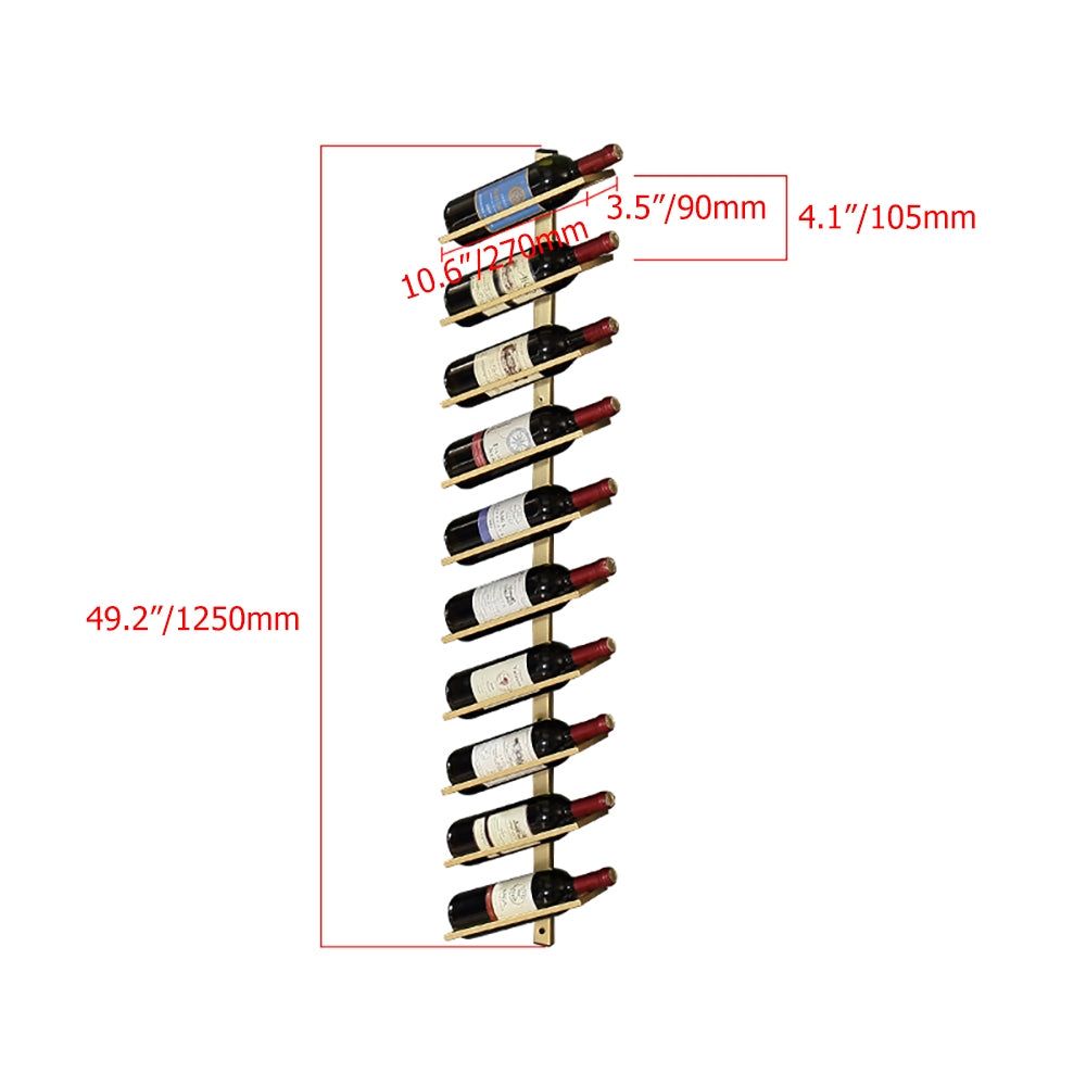 HMR - Industrial Metal Wall-Mounted Wine Rack Set in Gold