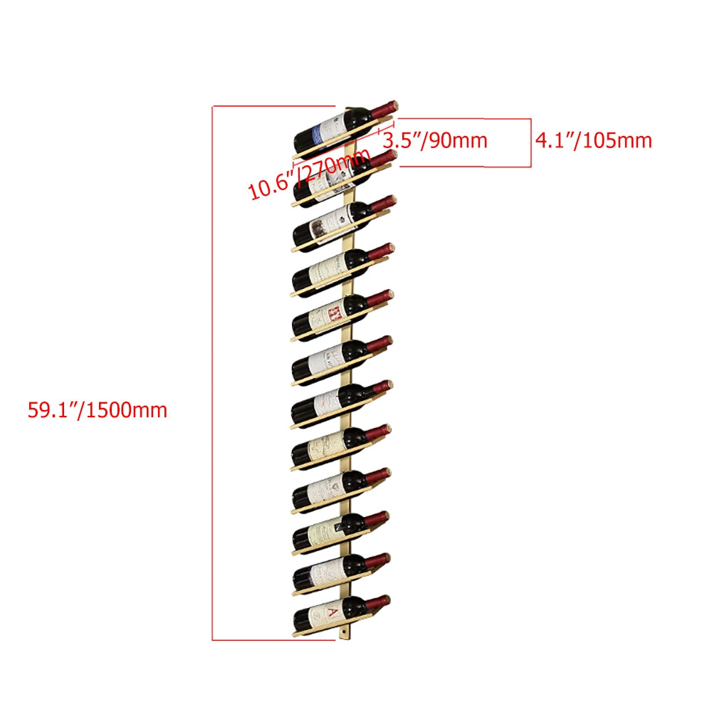 HMR - Industrial Metal Wall-Mounted Wine Rack Set in Gold