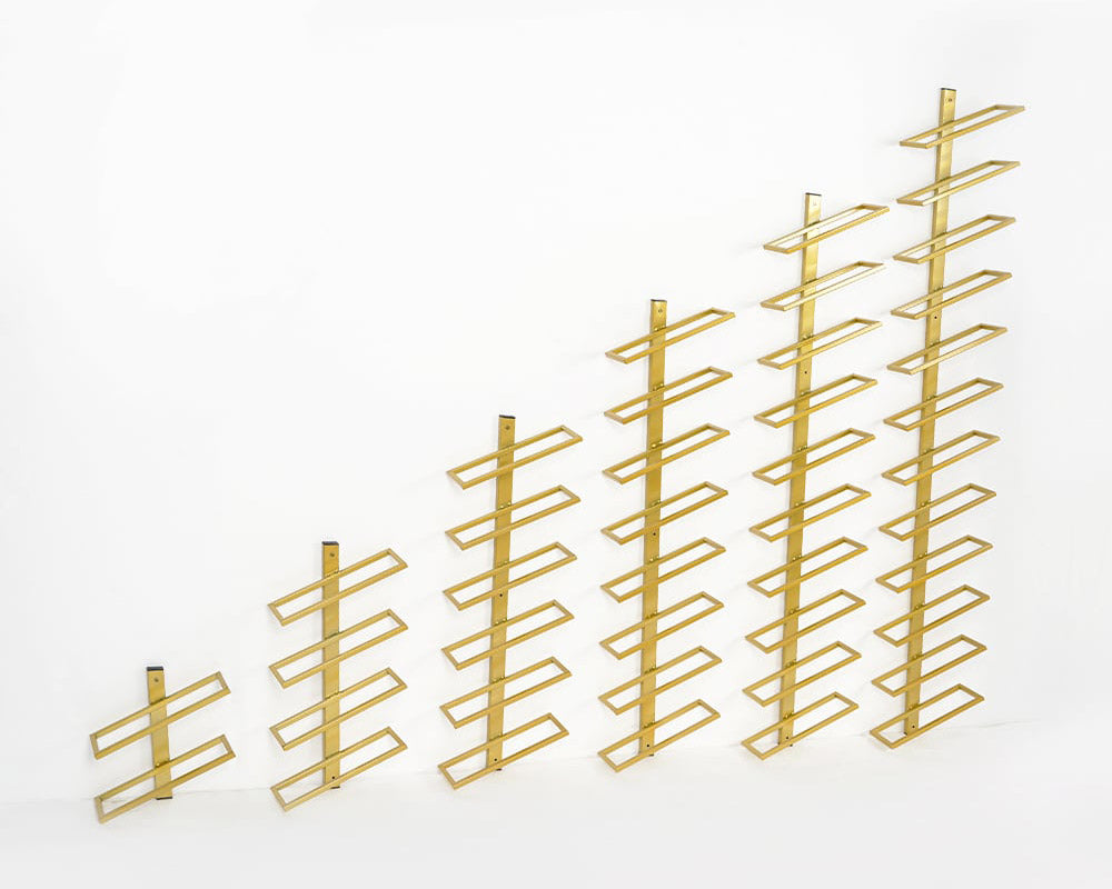 HMR - Industrial Metal Wall-Mounted Wine Rack Set in Gold