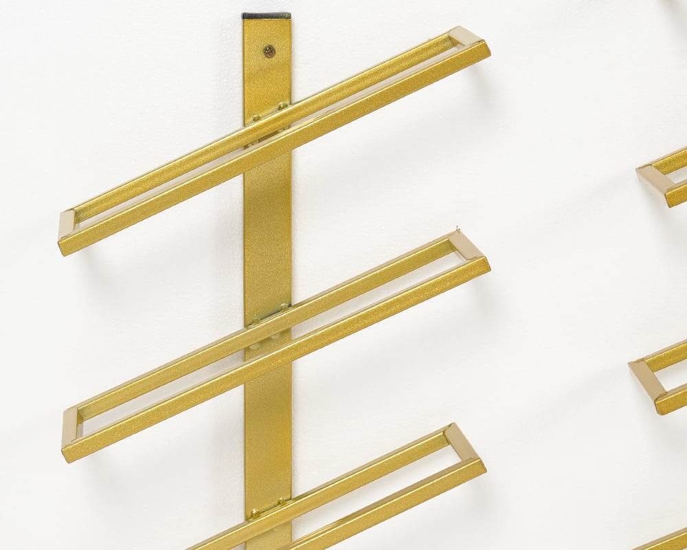 HMR - Industrial Metal Wall-Mounted Wine Rack Set in Gold