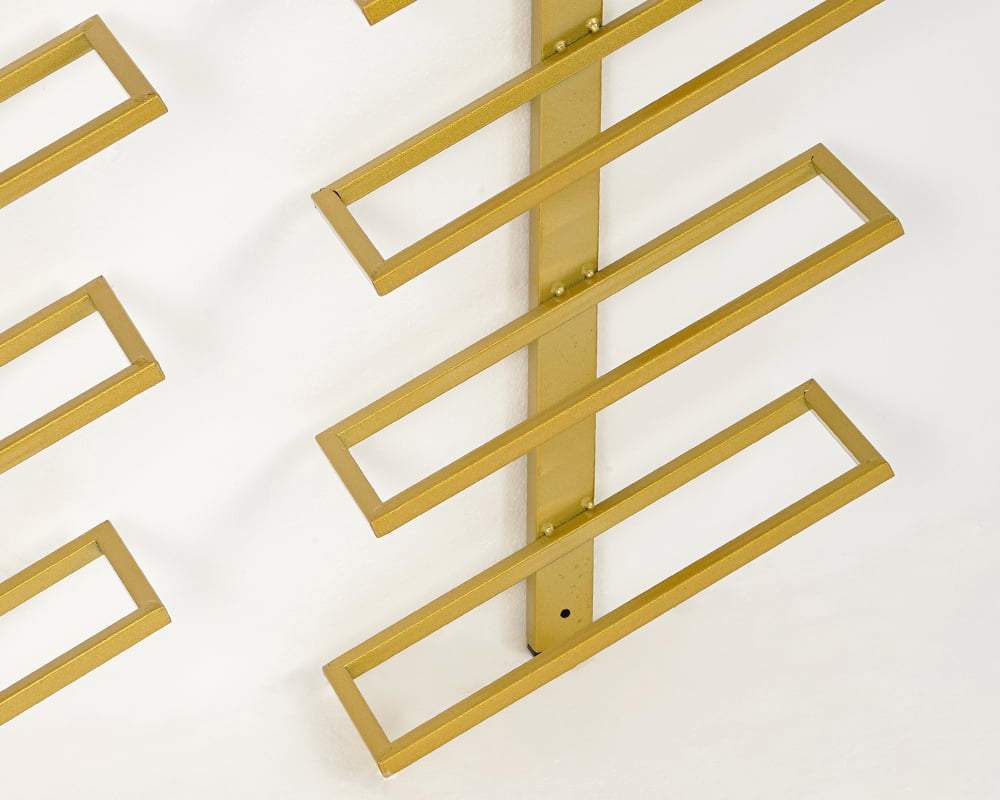 HMR - Industrial Metal Wall-Mounted Wine Rack Set in Gold