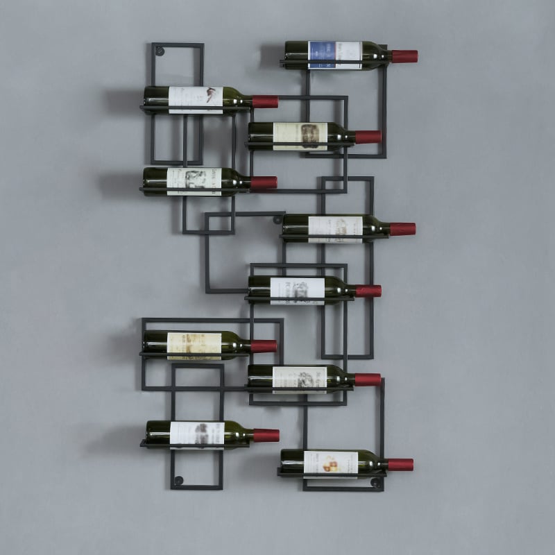 HMR - Modern Geometric Wall Mounted Wine Rack for 10-Bottle