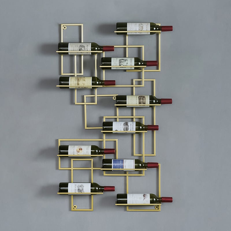 HMR - Modern Geometric Wall Mounted Wine Rack for 10-Bottle