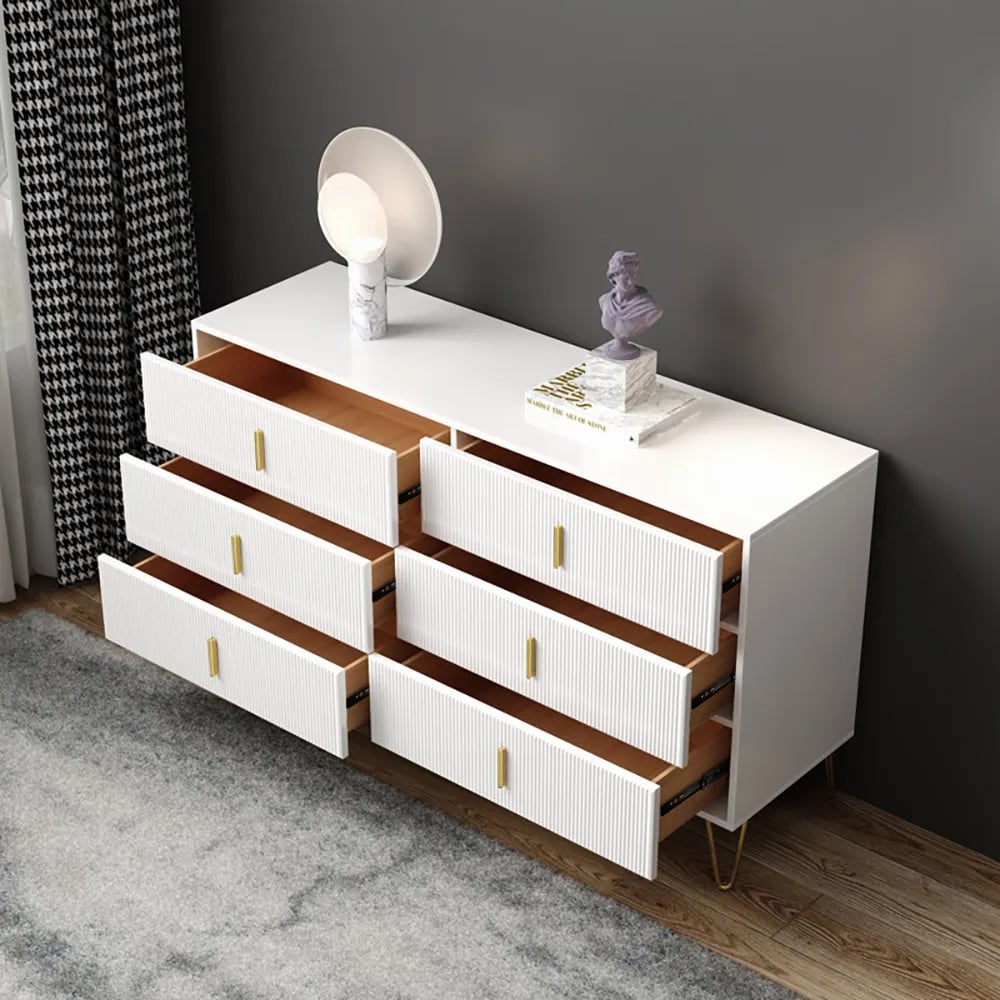 HMR - 6-Drawers Buffet Cabinet in White