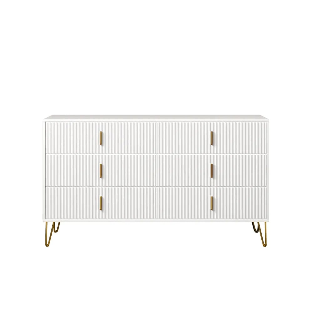 HMR - 6-Drawers Buffet Cabinet in White
