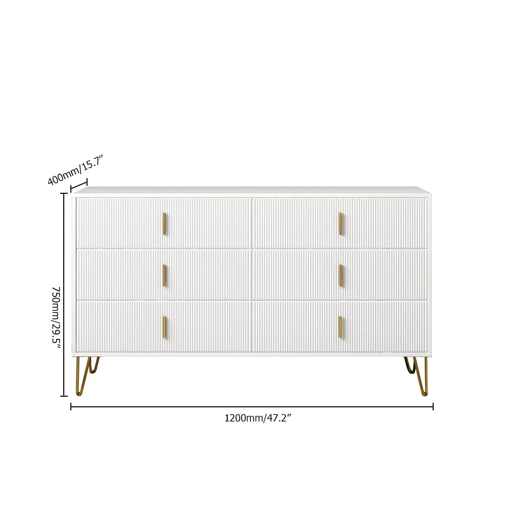 HMR - 6-Drawers Buffet Cabinet in White