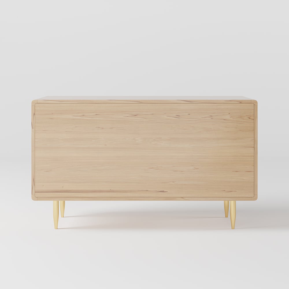 HMR - Dresser with 6 Drawers Rattan Woven in 53"W, Natural, Gold