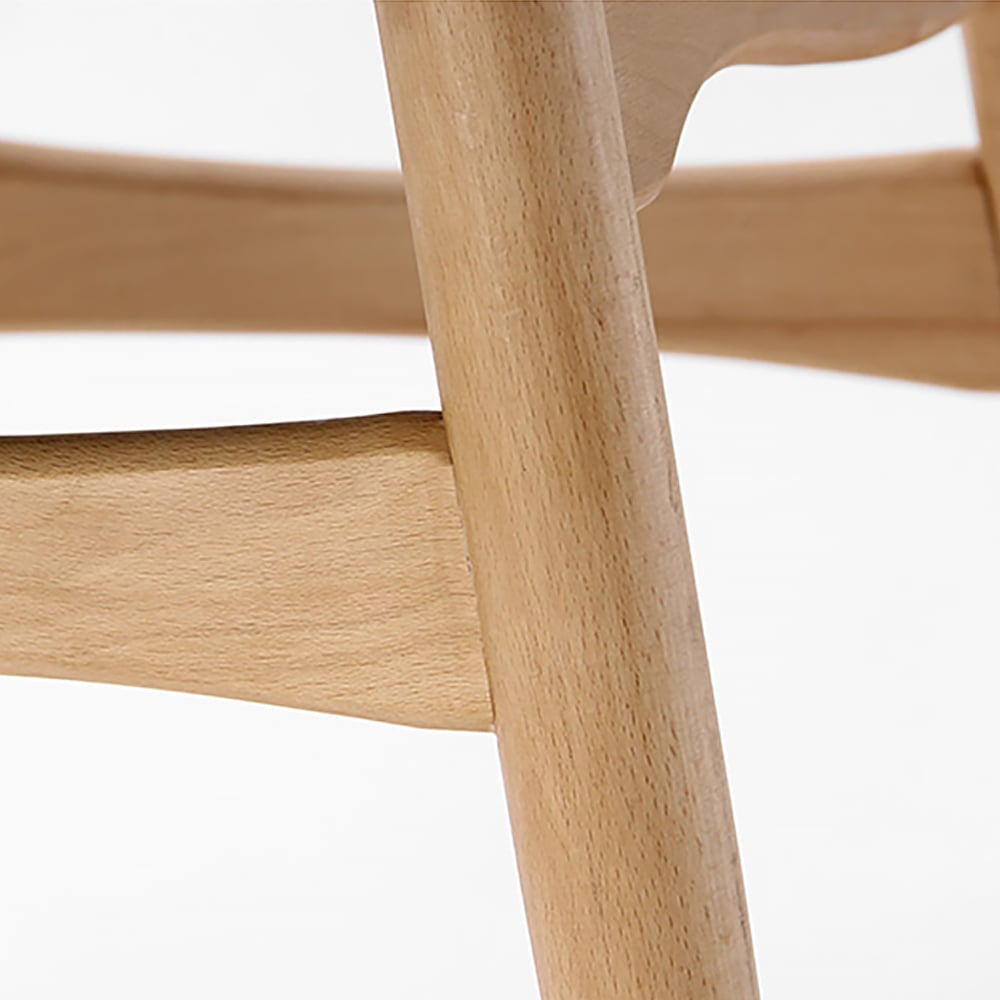 HMR - Japandi Modern Wood Dining Chair with Faux Leather Upholstery