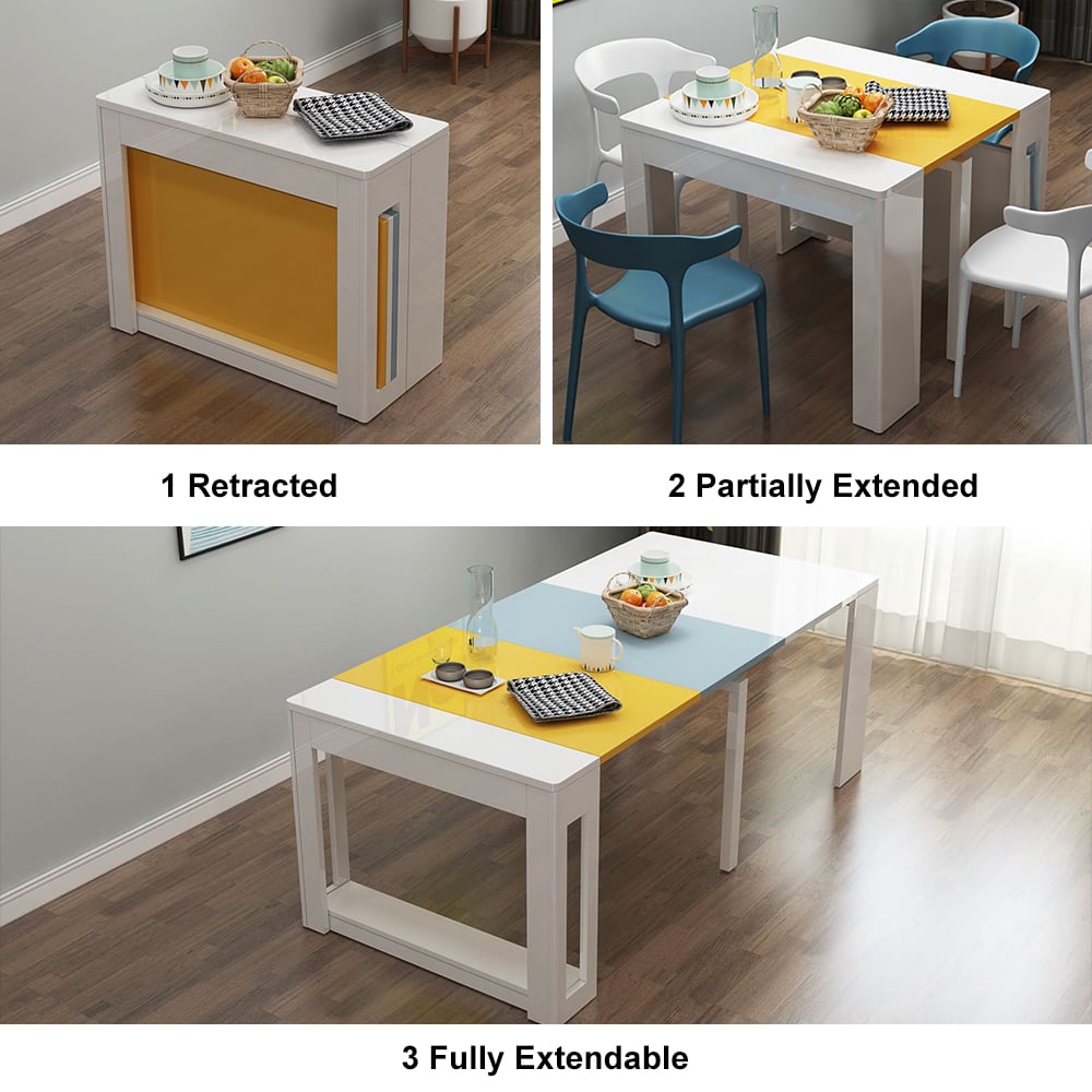 HMR - 16"-73" Modern Style Rectangle Folding Wold Dining Table Seats 2-8 People