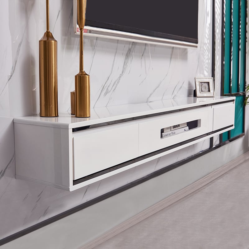 HMR - Smooth TV Stand Postmodern Minimalist Floating Media Console with Storage