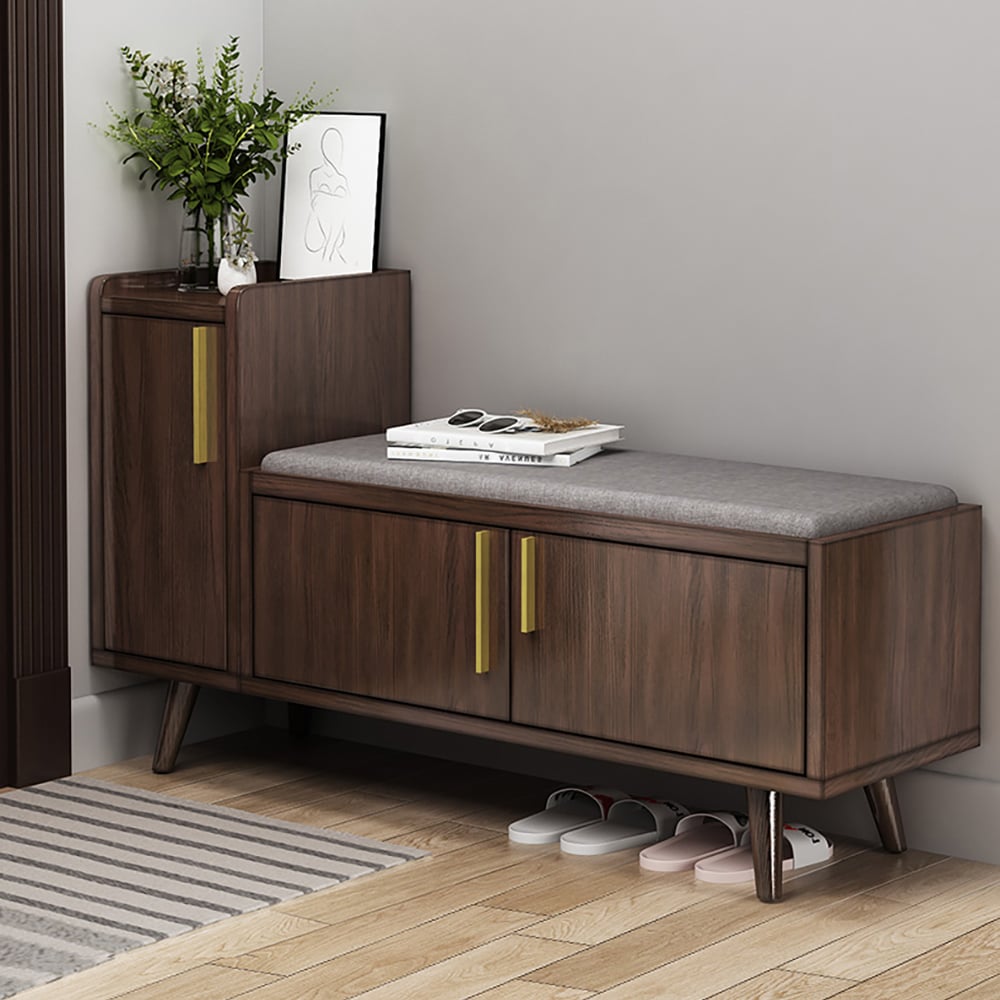 HMR - 47" Shoe Storage Bench with 3 Doors & 5 Shelves