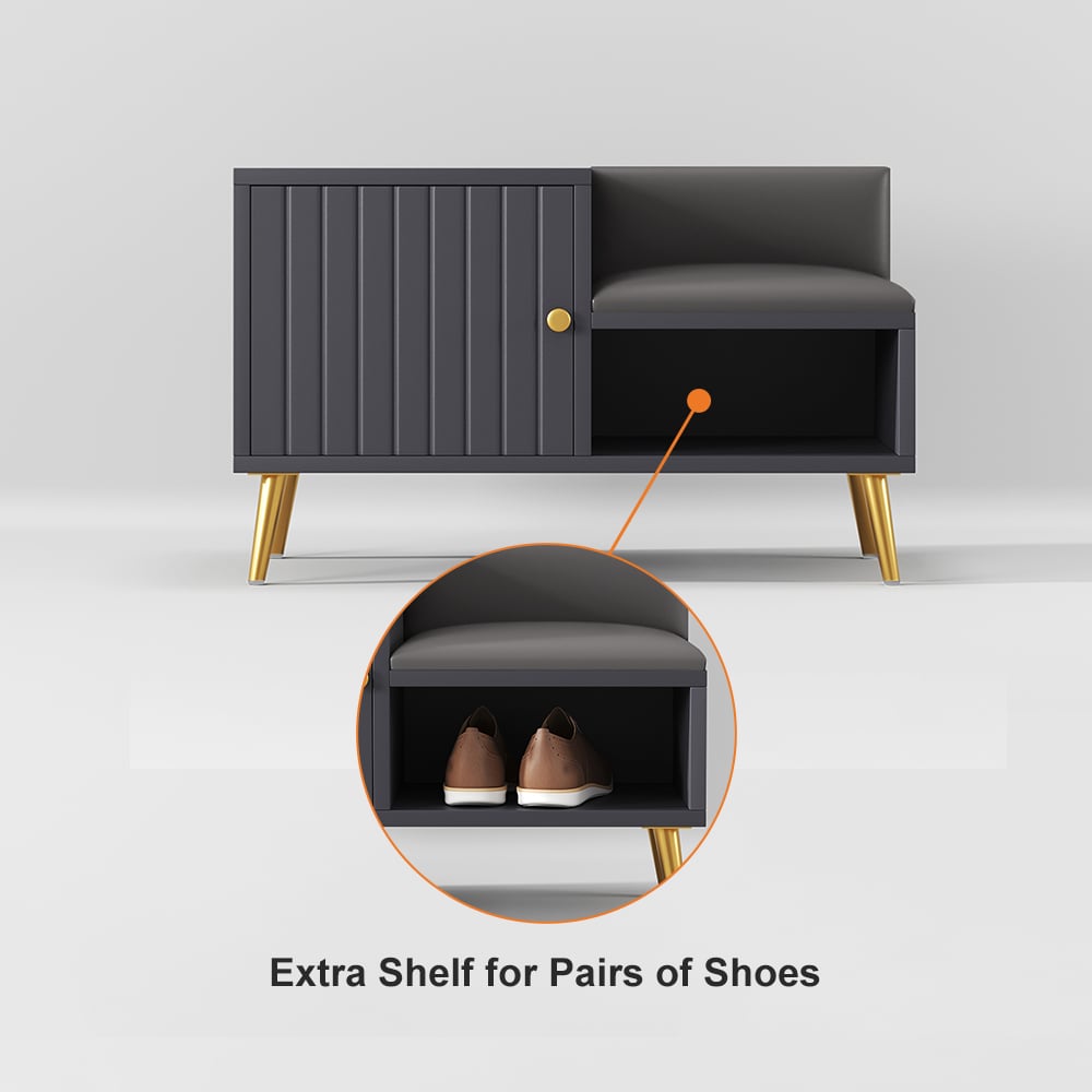 HMR - Yellar Series Modern 31" Shoe Rack Bench