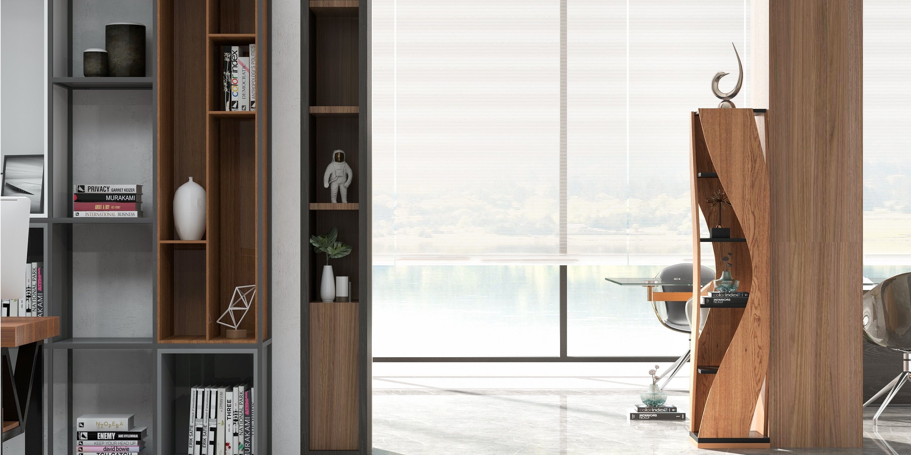 HMR - Loft Geometric Narrow Bookshelf