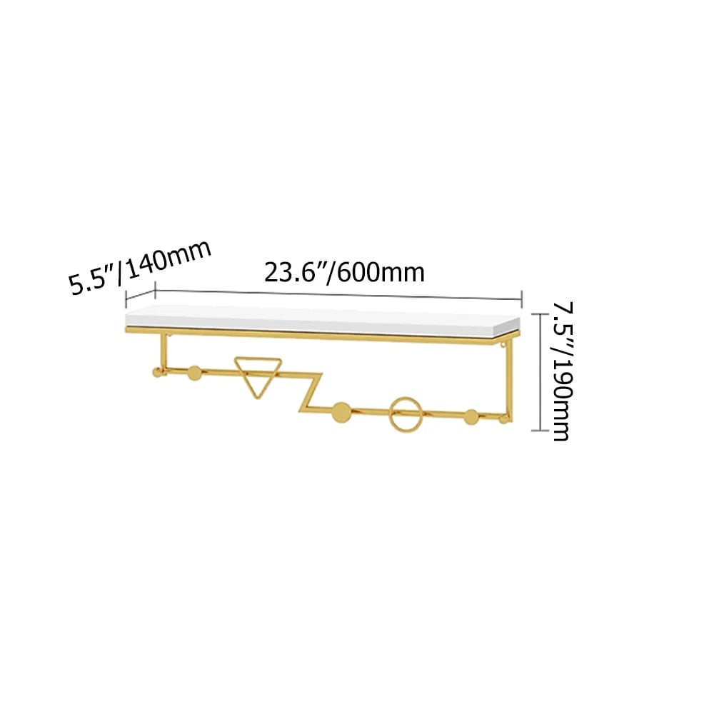 HMR - Wall-Mounted Coat Rack with a Shelf in Gold and White