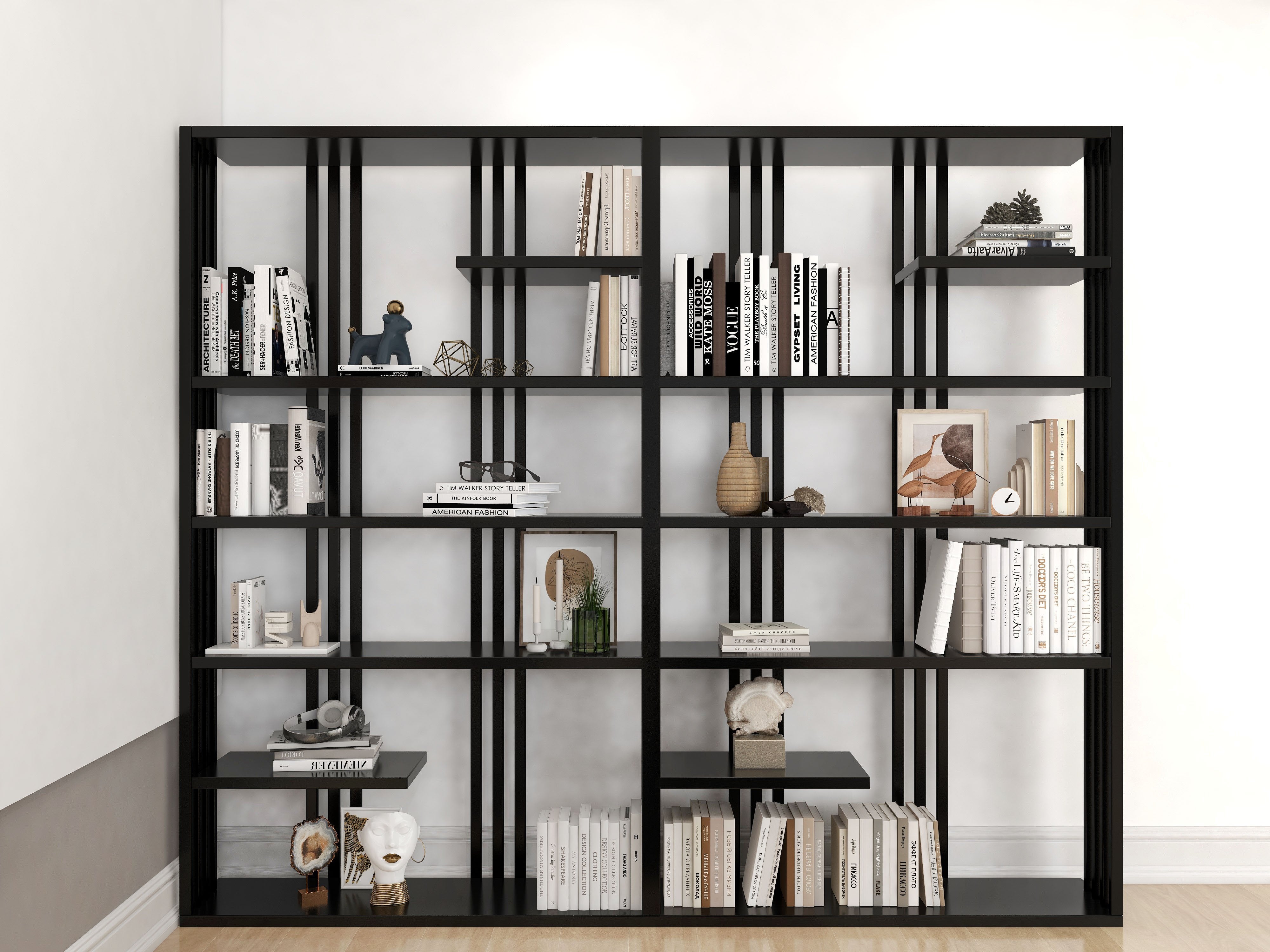 HMR - Modern Etagere Bookshelf with 6-Shelf