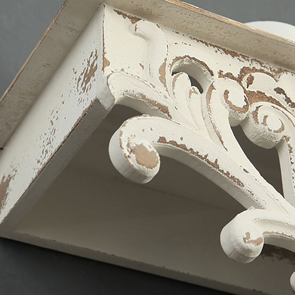 HMR - Vintage Floating Wooden Shelf in White