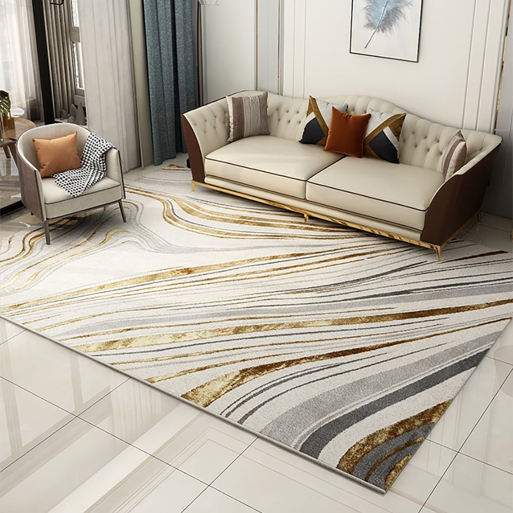 HMR - 5'x 7' Luxury Abstract Art Deco Rug with Marble Pattern Carpet