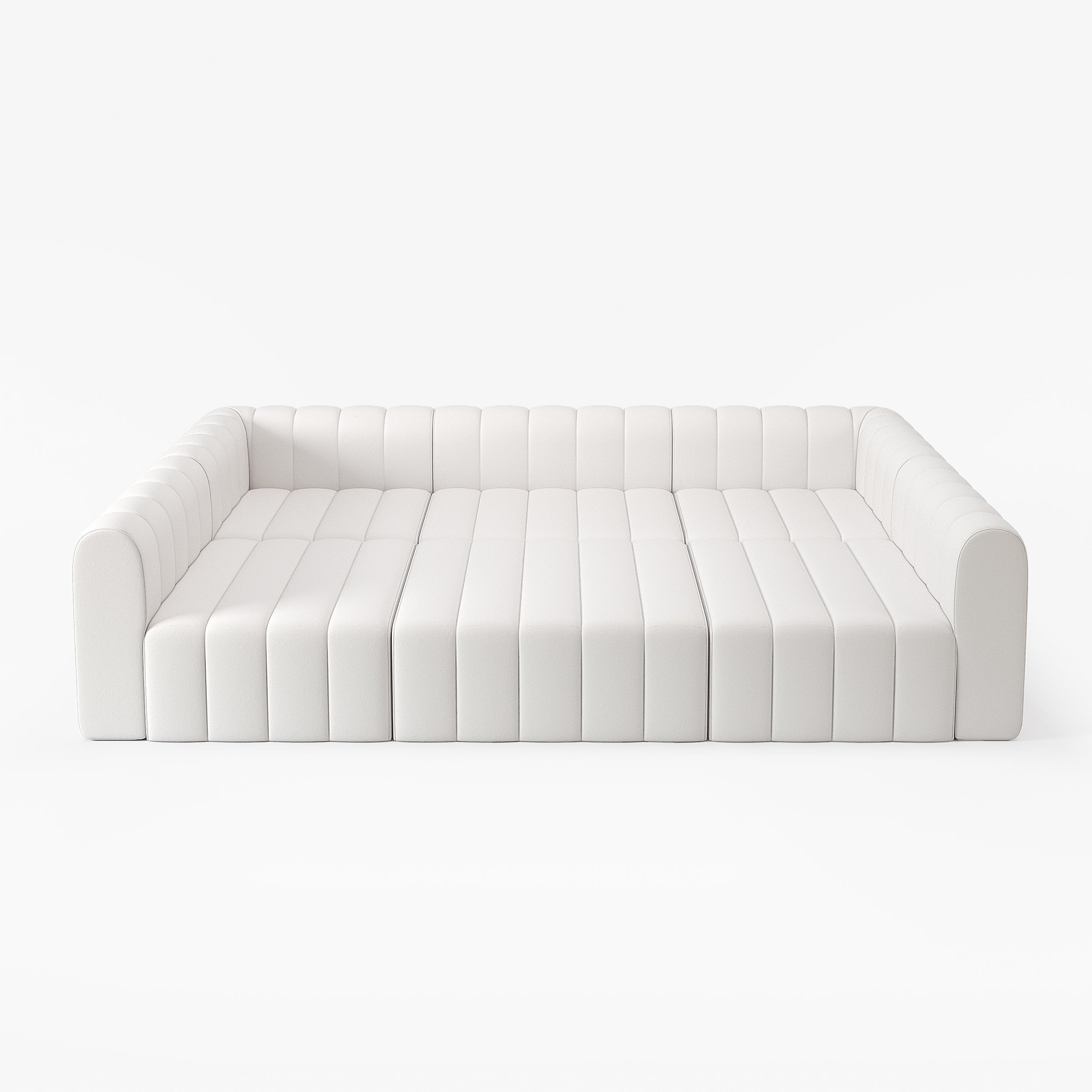 HMR - 118.9" Modular Pit Sectional Sofa Set Convertible 6-Seater