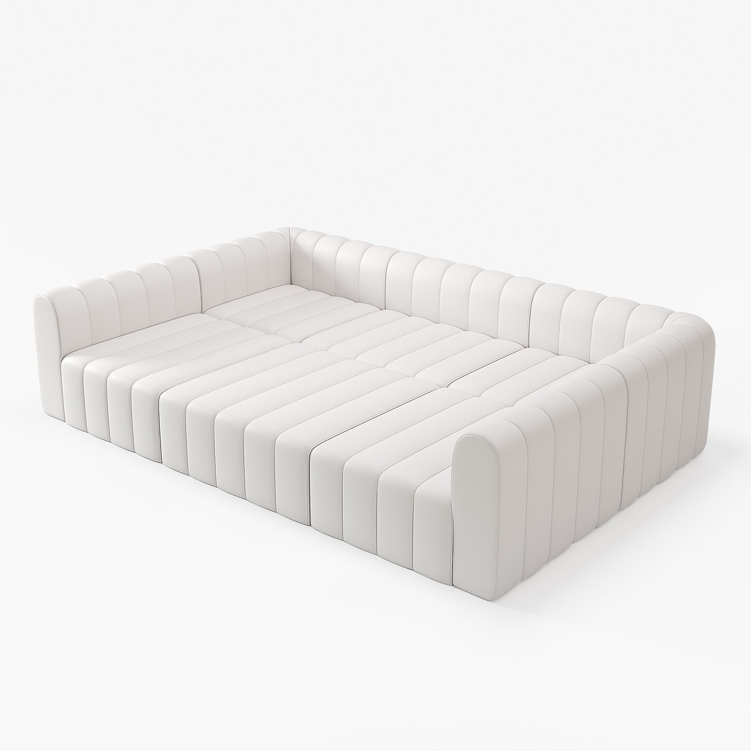 HMR - 118.9" Modular Pit Sectional Sofa Set Convertible 6-Seater