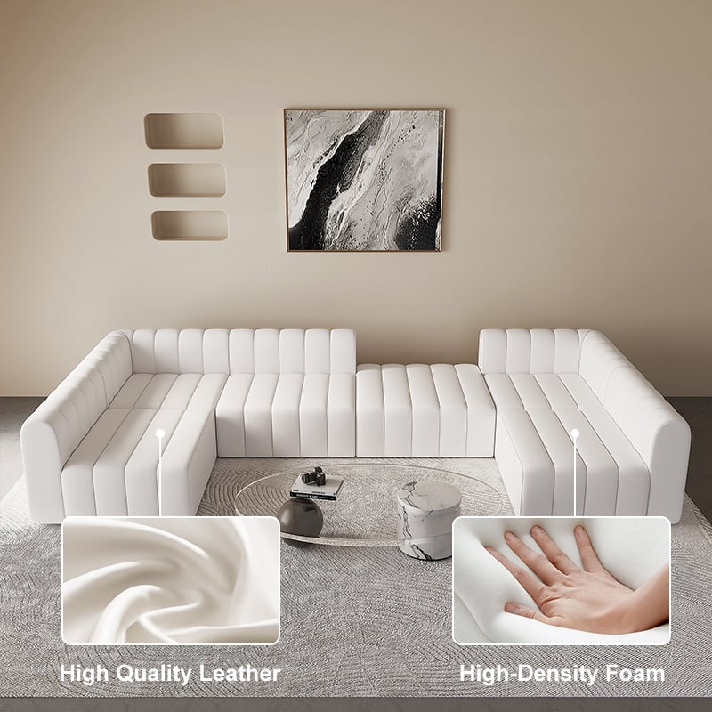 HMR - 118.9" Modular Pit Sectional Sofa Set Convertible 6-Seater