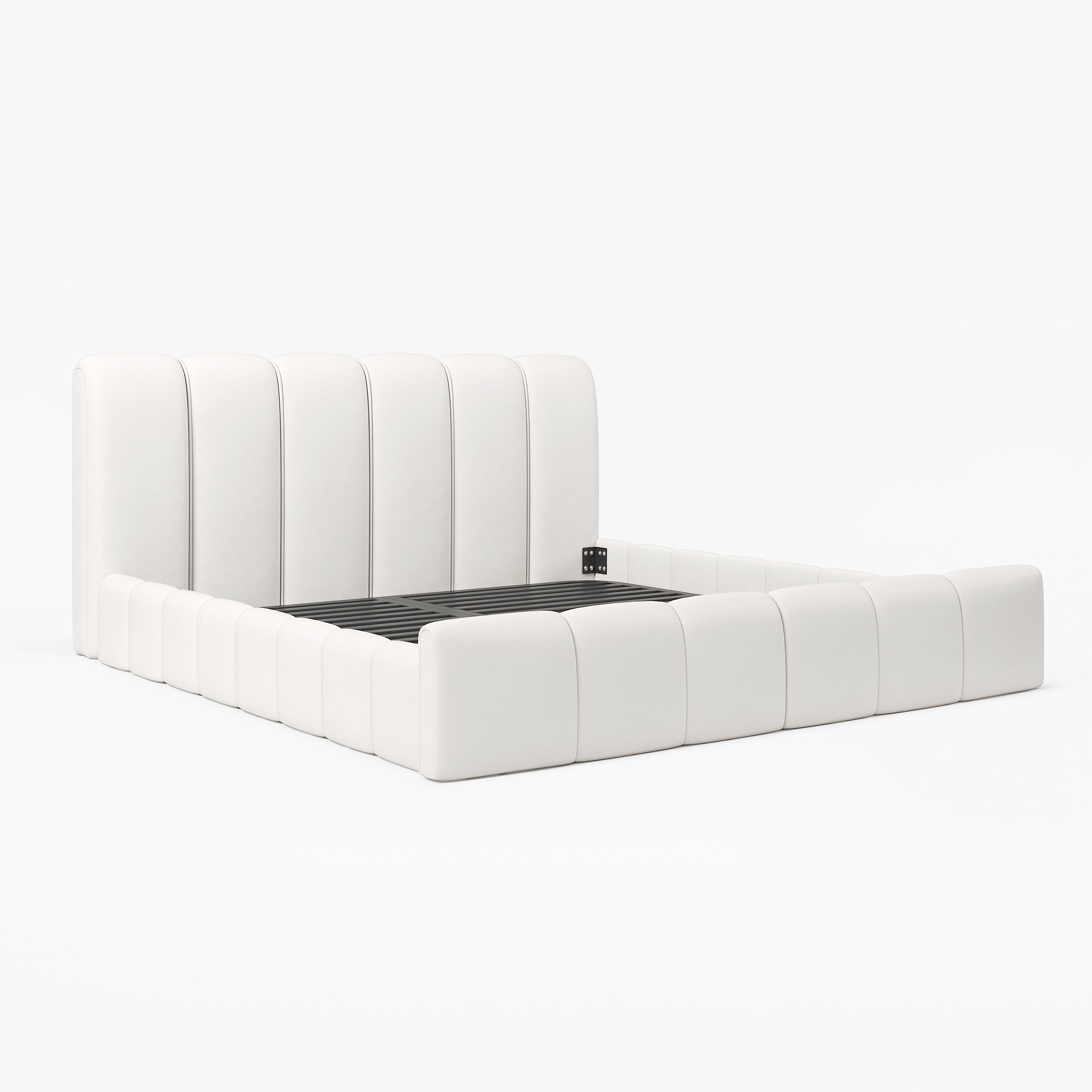 HMR - Humply White Leather Wingback King Bed Frame
