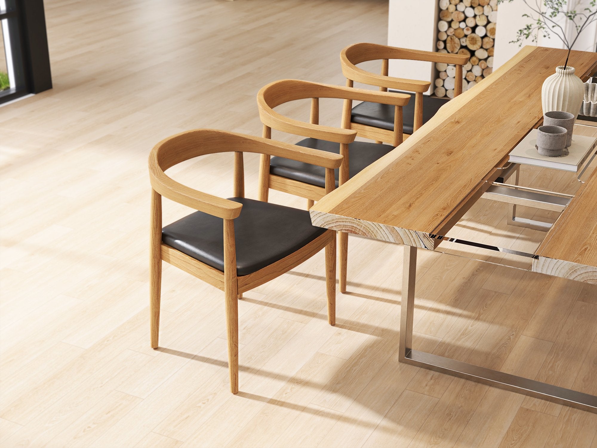 HMR - River 94.5" Live-Edge Conference Table Rectangle Table Cable Management Natural & Clear