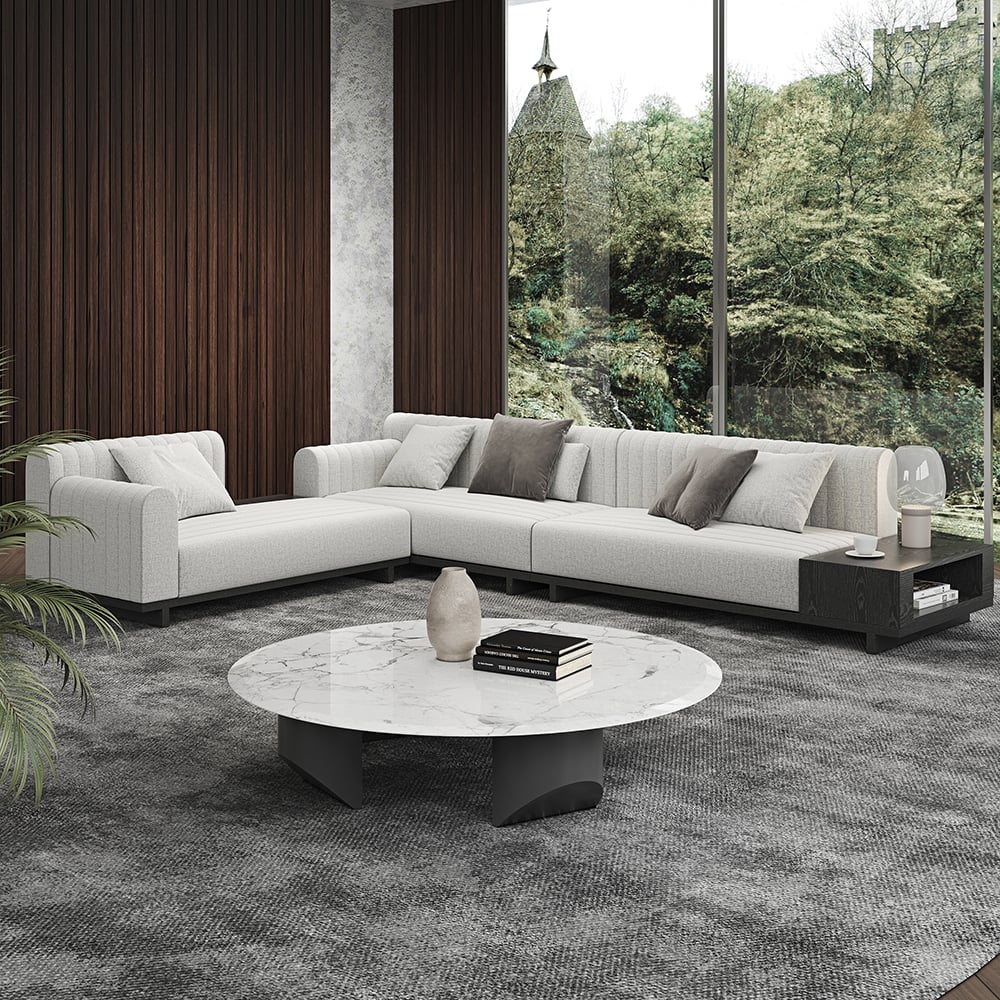 HMR - 157" Modern Corner L-Shaped Sectional Sofa with Side Open Storage