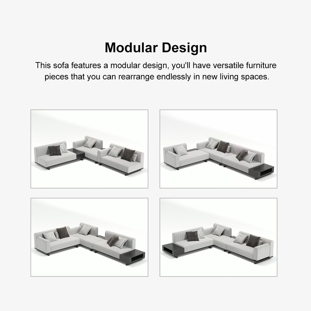 HMR - 157" Modern Corner L-Shaped Sectional Sofa with Side Open Storage