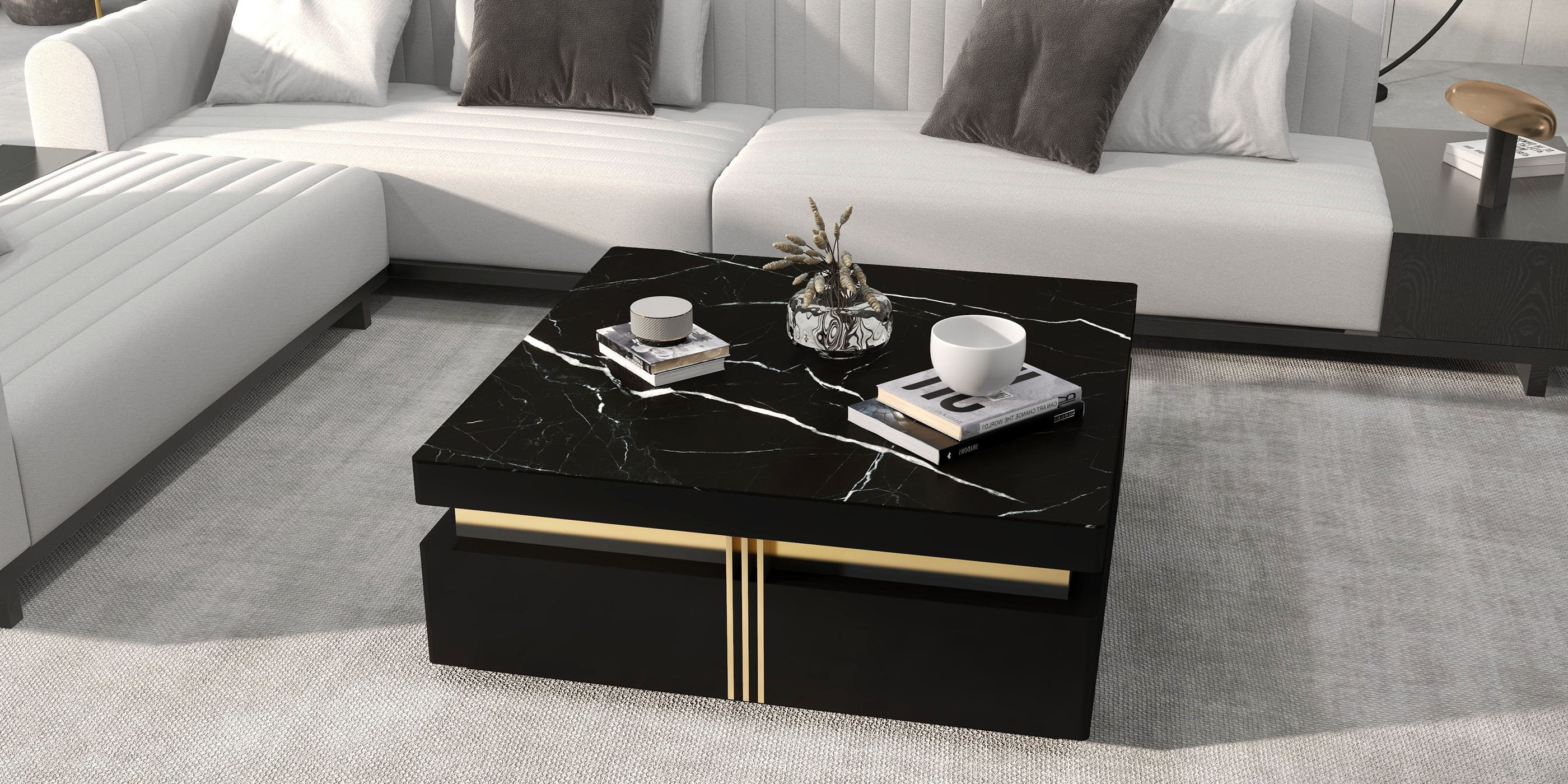 HMR - 157" Modern Corner L-Shaped Sectional Sofa with Side Open Storage
