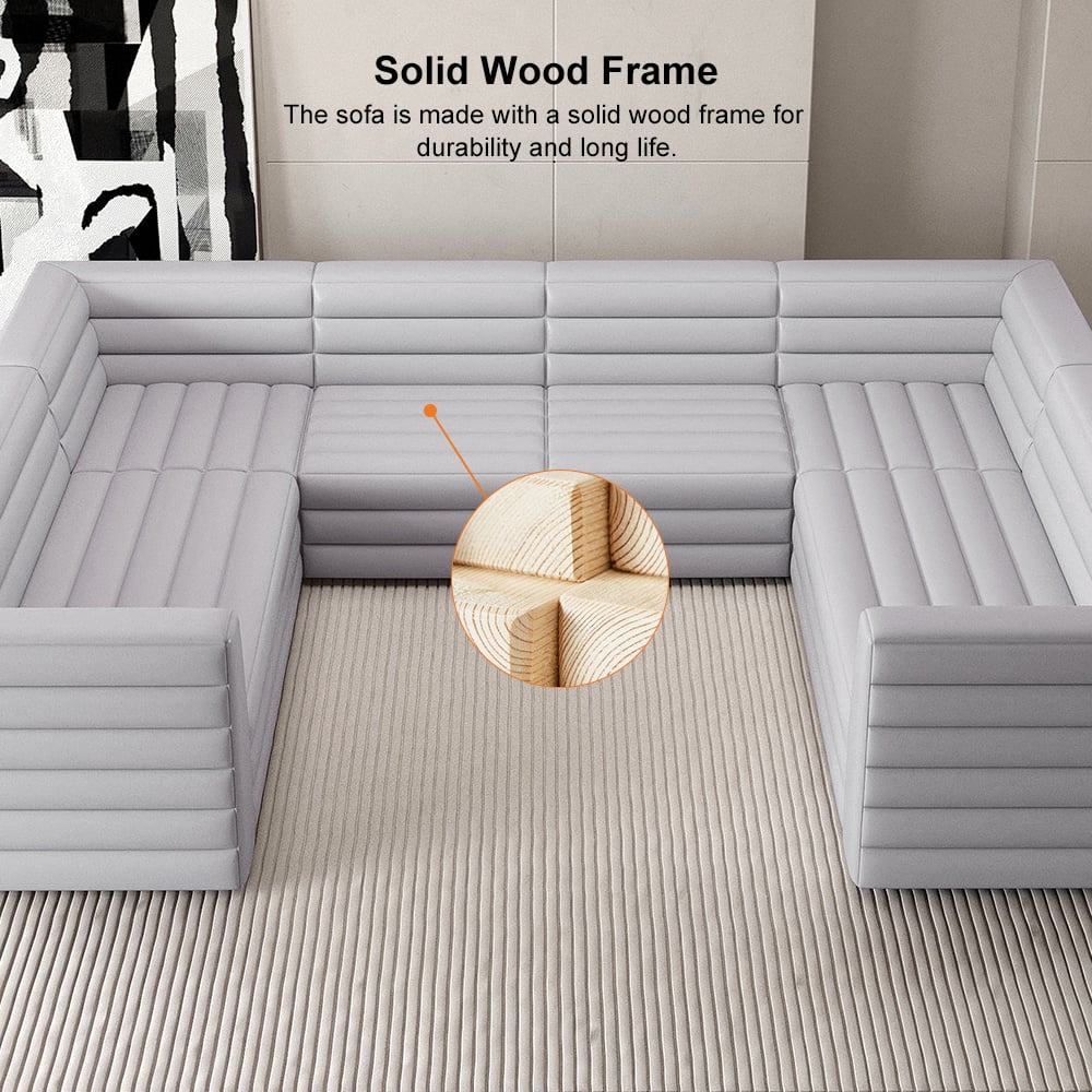 HMR - 126" U-Shaped Modern Modular Sectional Sofa for 8 Seaters