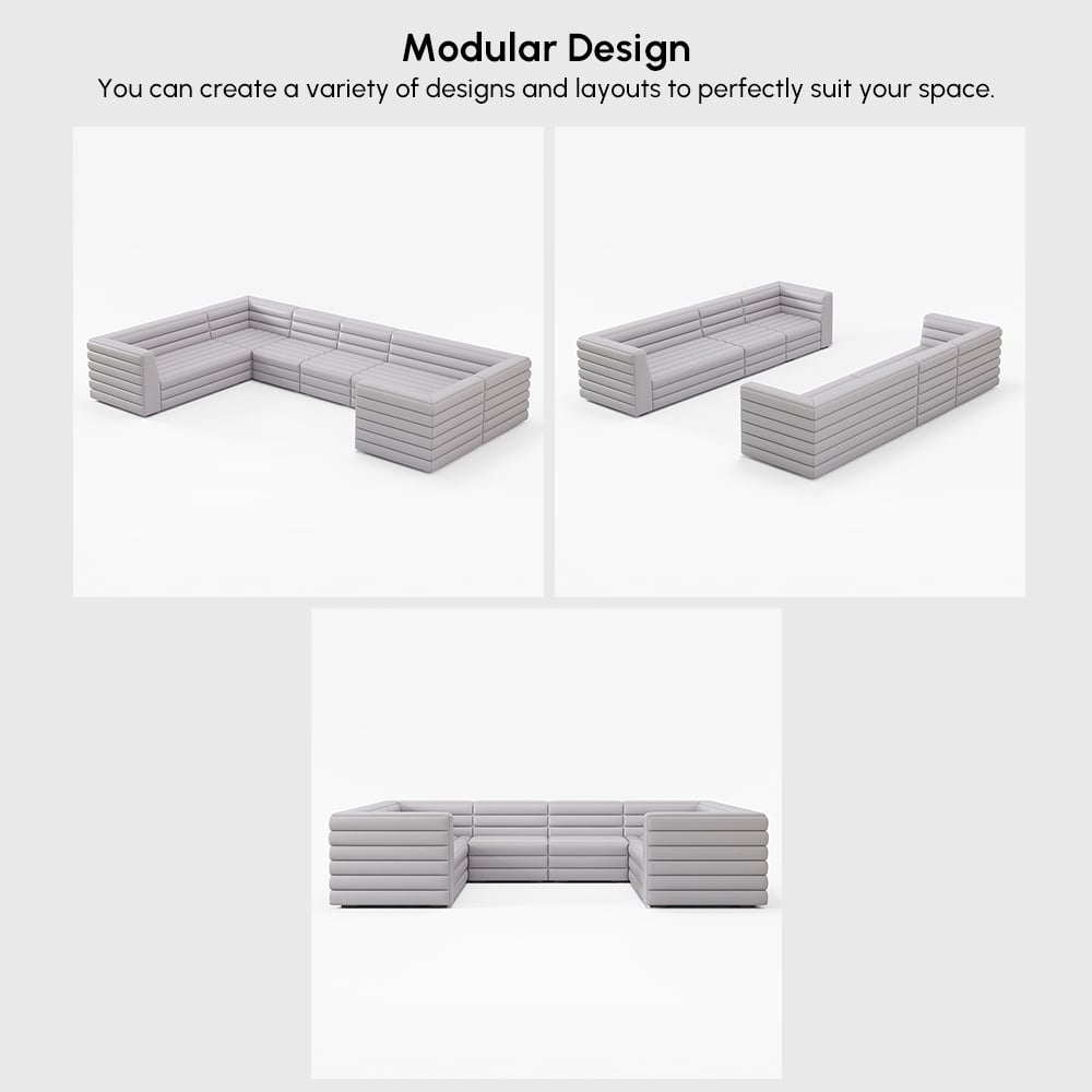HMR - 126" U-Shaped Modern Modular Sectional Sofa for 8 Seaters