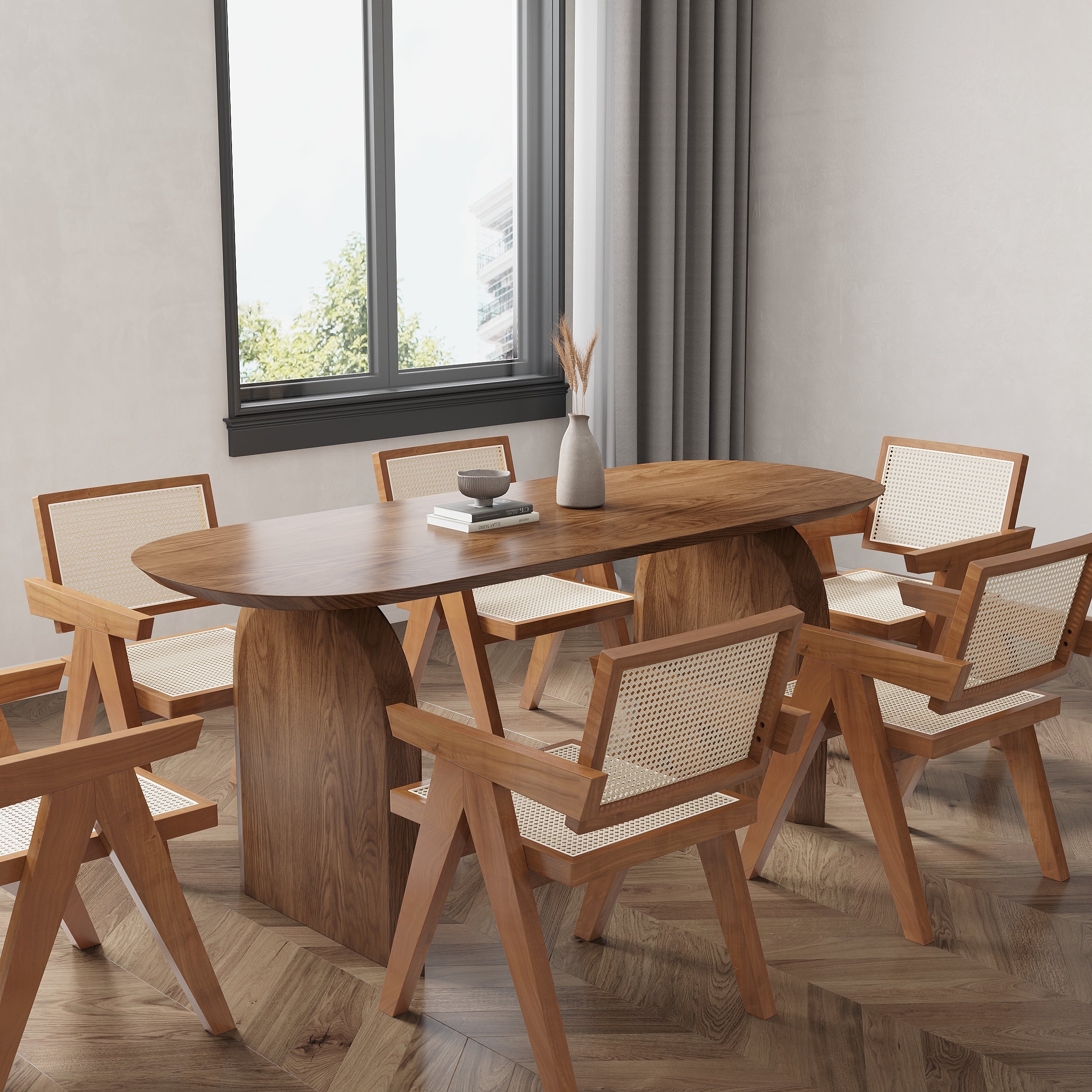 HMR - Dining Set 70.9" Japandi Dining Table