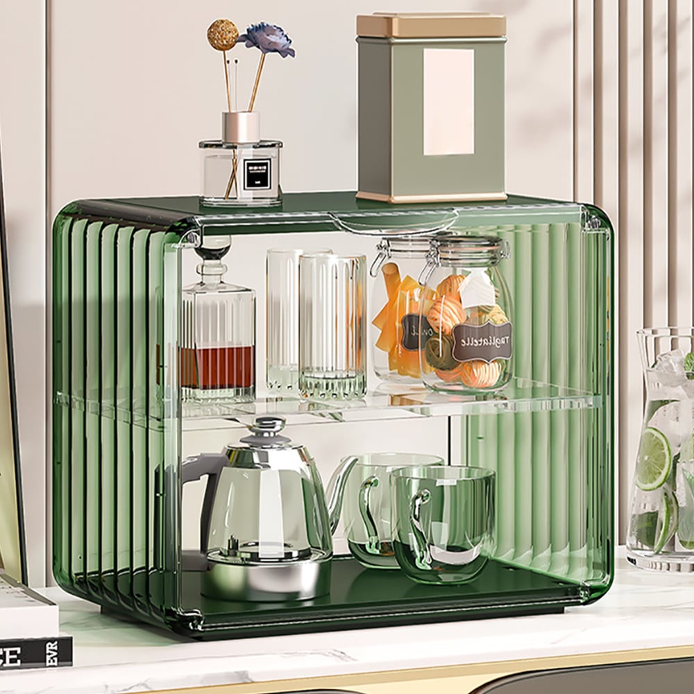 HMR - Modern 2-Tier Transparent Desk Organizer Storage Rack Acrylic Adjustable Shelf