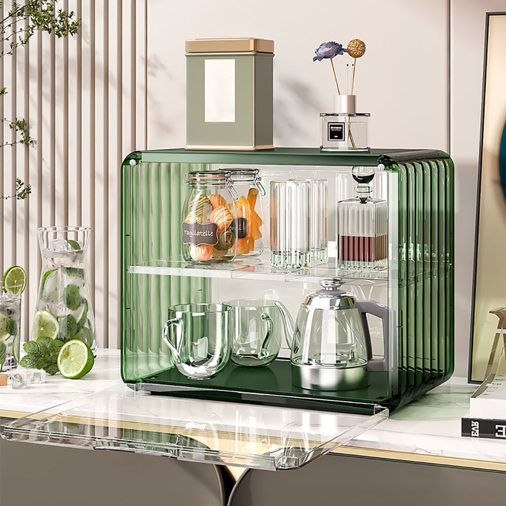 HMR - Modern 2-Tier Transparent Desk Organizer Storage Rack Acrylic Adjustable Shelf