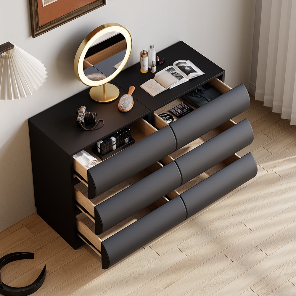 HMR - Humply Leather 6-Drawer Dresser & 2 Smart Nightstands Set