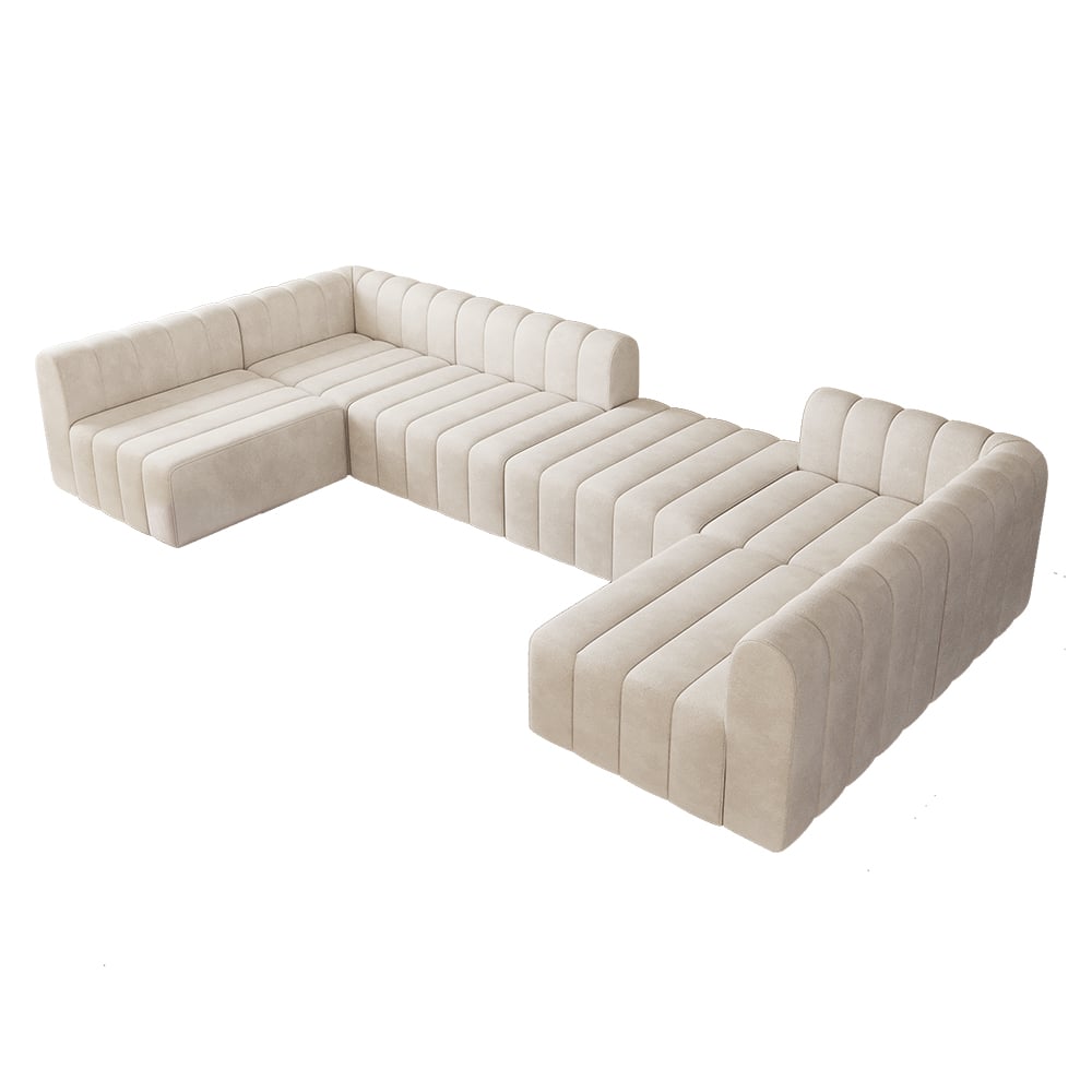 HMR - 118.9" Modular Pit Sectional Sofa Set Convertible 6-Seater