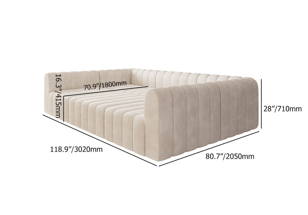 HMR - 118.9" Modular Pit Sectional Sofa Set Convertible 6-Seater