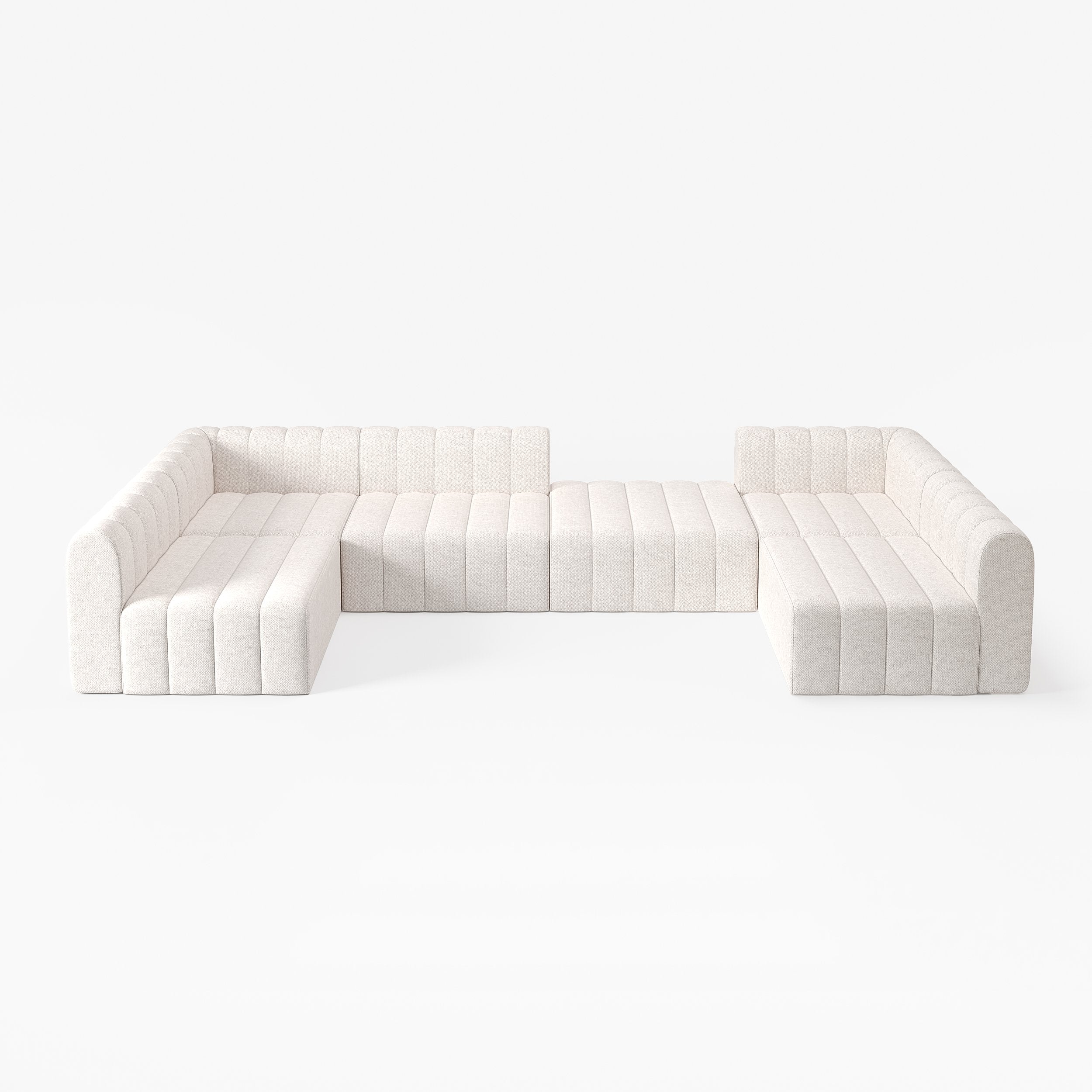 HMR - 118.9" Modular Pit Sectional Sofa Set Convertible 6-Seater