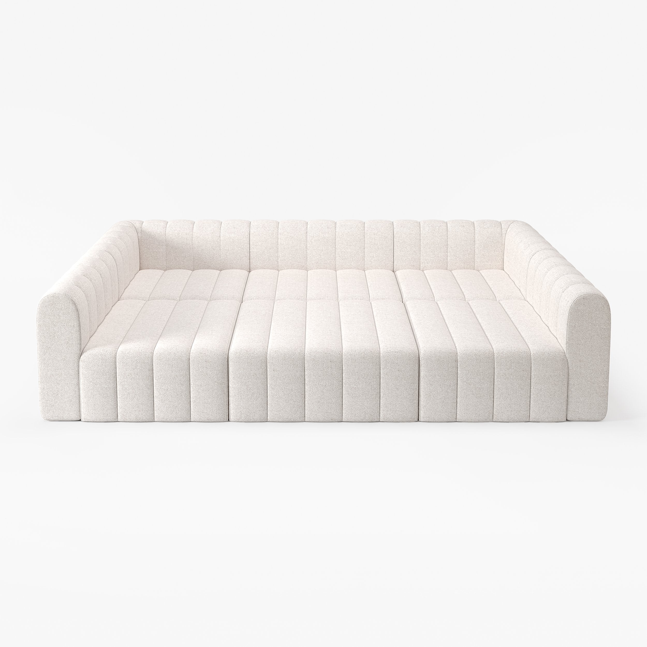 HMR - 118.9" Modular Pit Sectional Sofa Set Convertible 6-Seater