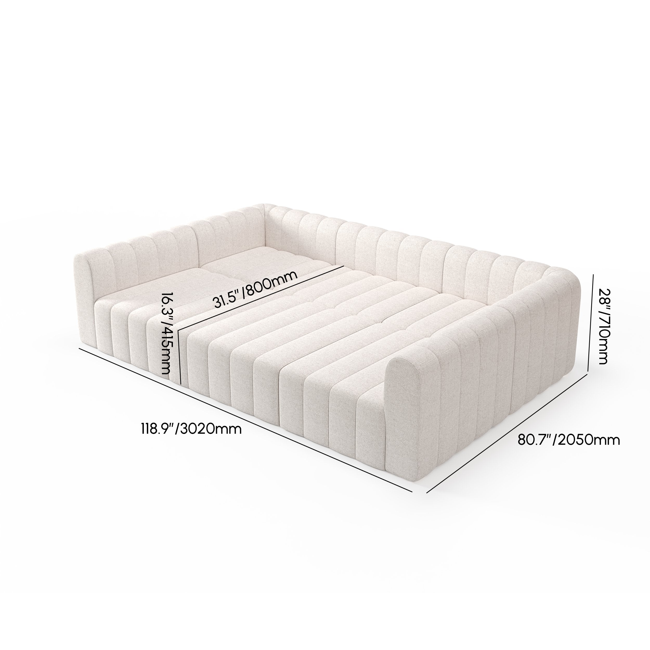 HMR - 118.9" Modular Pit Sectional Sofa Set Convertible 6-Seater