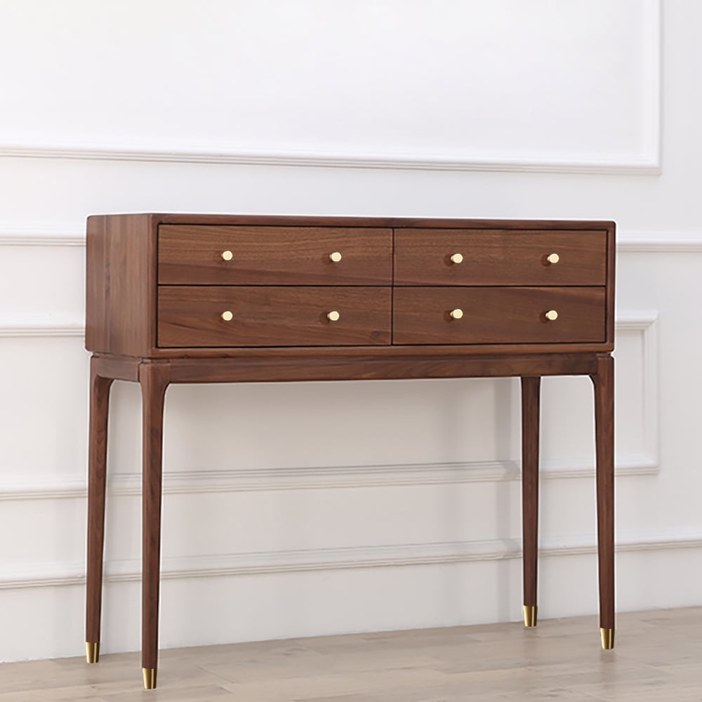 HMR - 39" Mid Century Modern Console Table with Storage Walnut Wood Entryway Table 4 Drawers