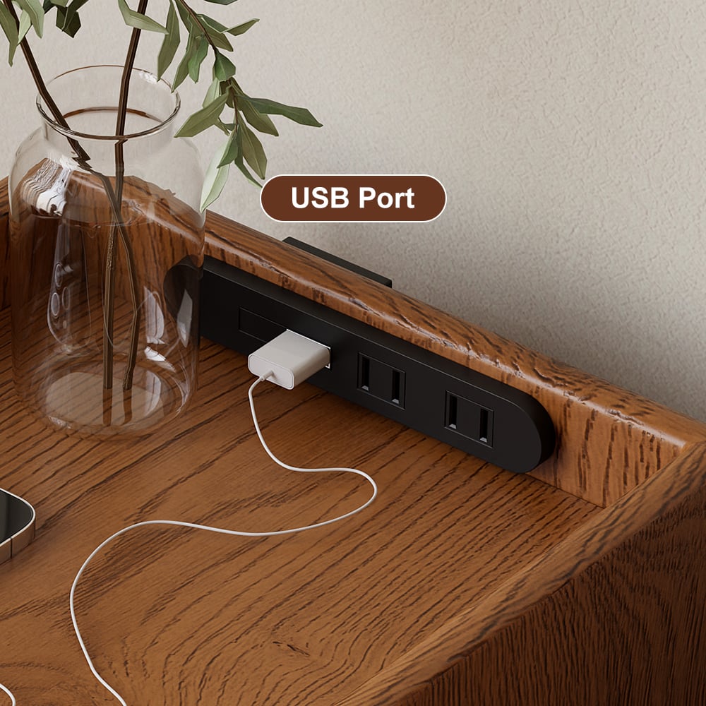 HMR - Mid-Century Modern Narrow Smart Nightstand