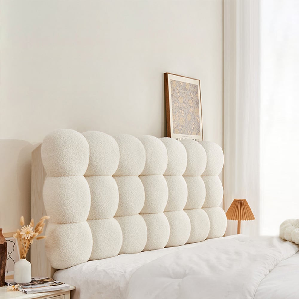HMR - Modern Queen Tufted Upholstered Boucle Headboard Pillow
