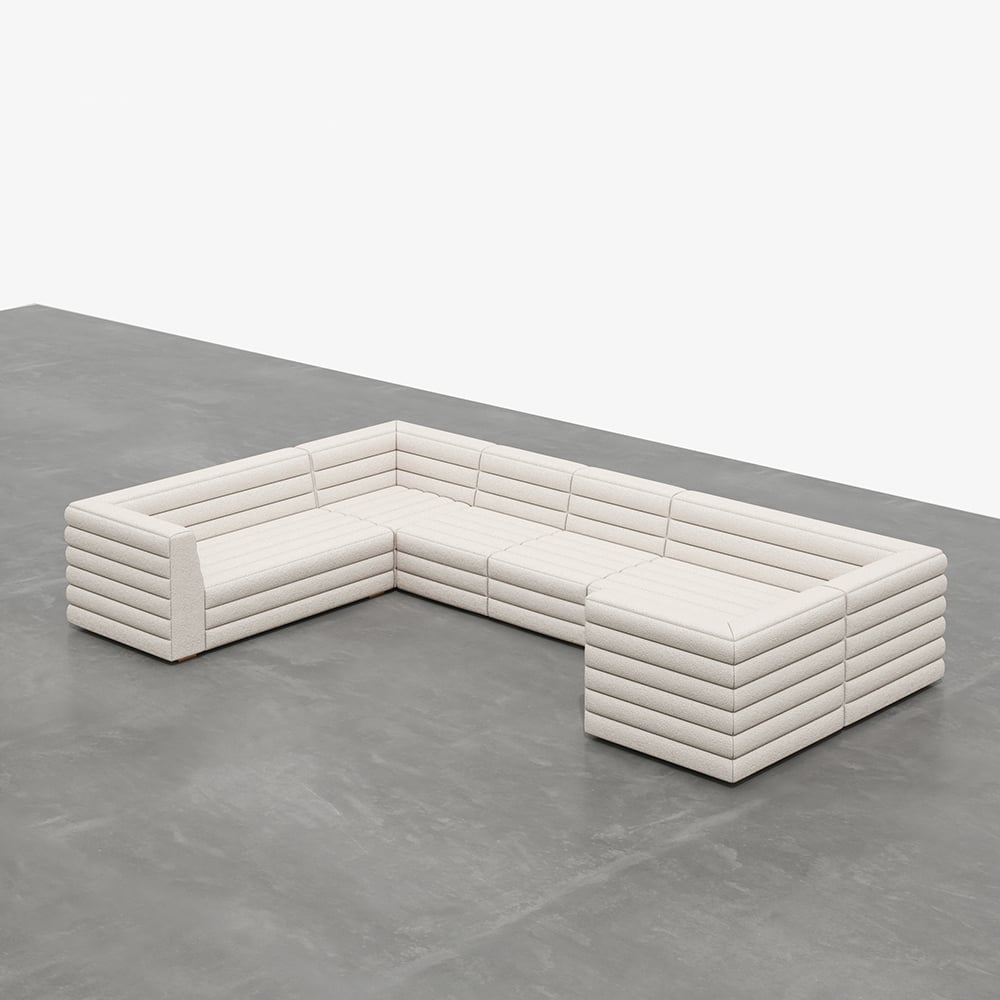 HMR - 126" U-Shaped Modern Modular Sectional Sofa for 8 Seaters