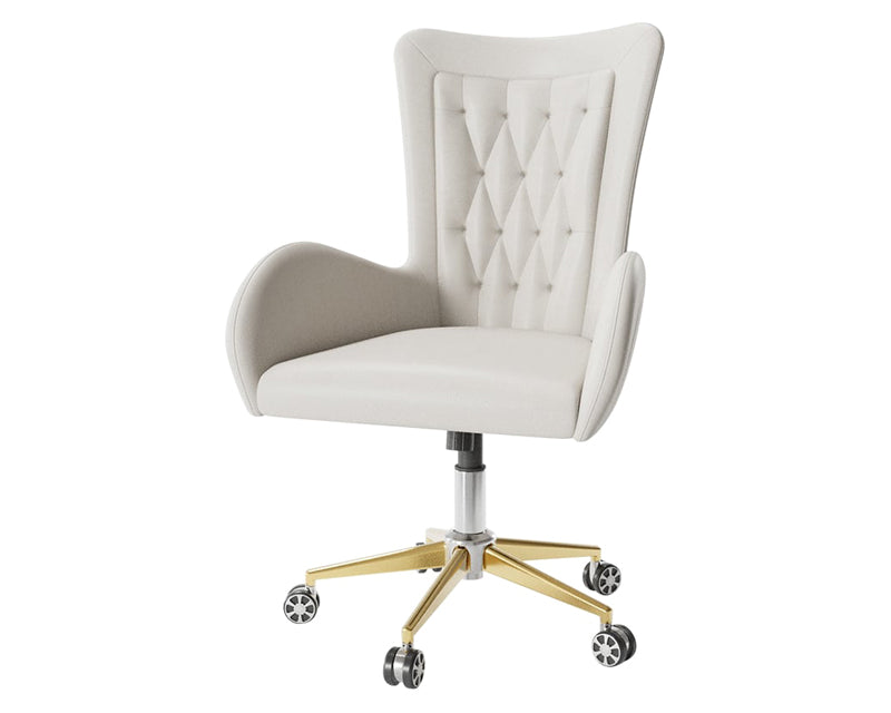 HMR - Humply Modern Minimalist Style L Shaped Desk & Leather Office Chair Set Height