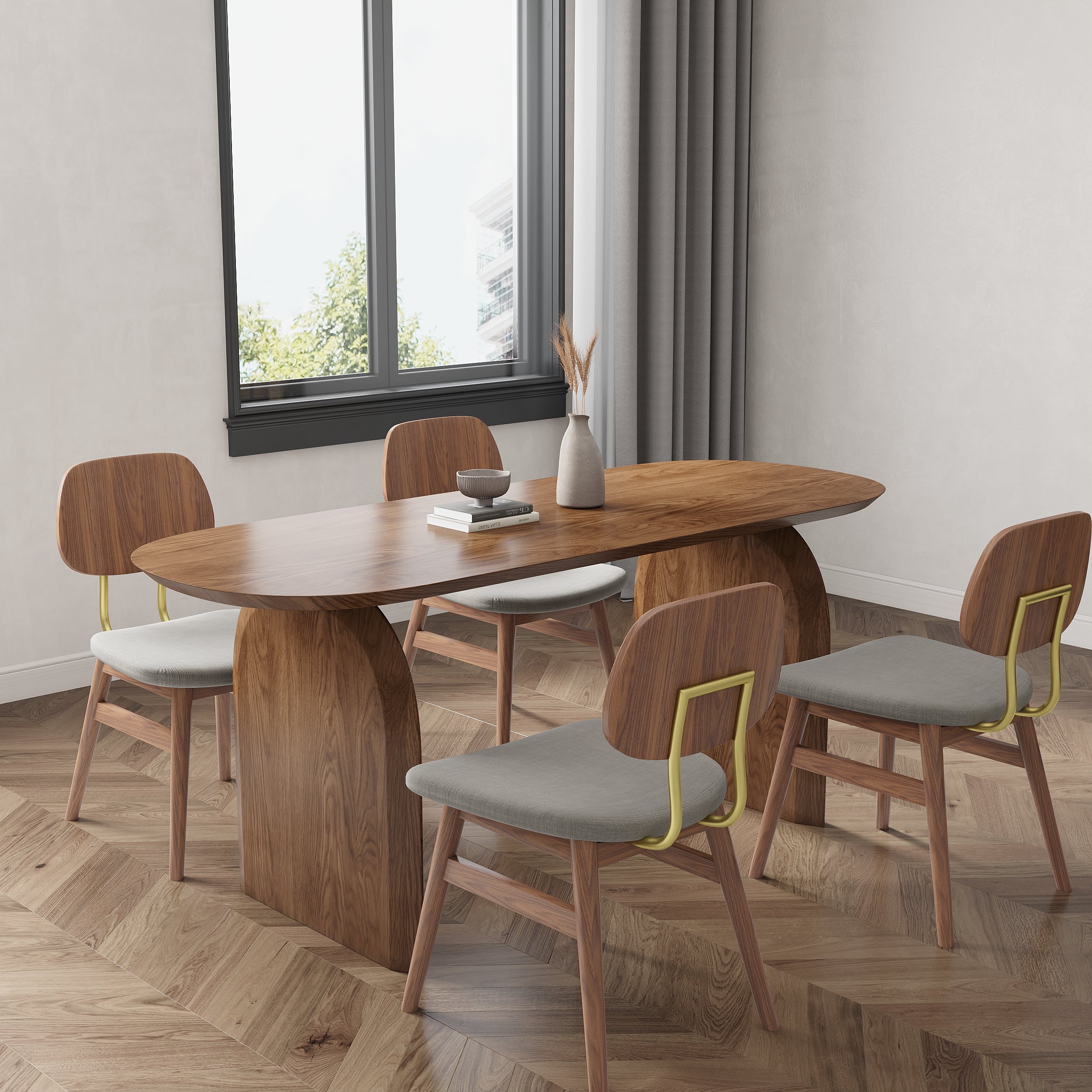 HMR - Dining Set 70.9" Japandi Dining Table